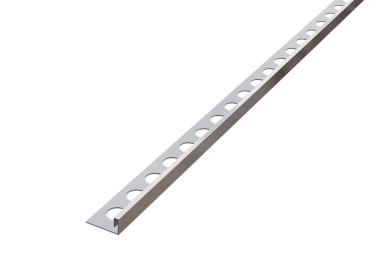 Profil licowy Js ozdobny Lambro srebrny matowy do płytek rektyfikowanych 1.2cm x 270cm 1 szt.