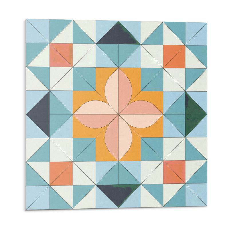 Kafelki samoprzylepne Wallfluent 30x30 cm Geometriczny design z akcentem kwiatu 9 szt.