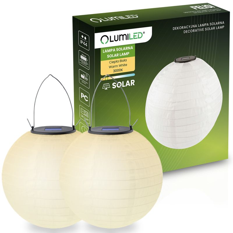 Lampa Solarna Lumiled Ogrodowa LED Lampion Origami Latarenka 20cm 2 szt.