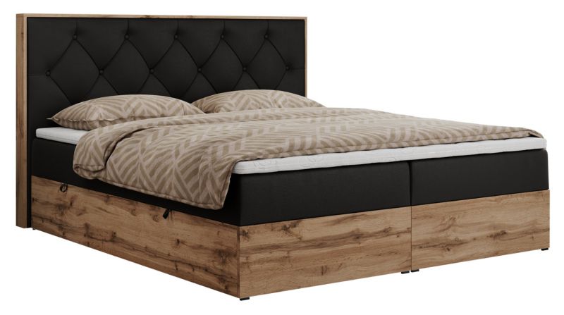 Łóżko kontynentalne MKS Meble VENETO 140x200 H4 czarny ekoskóra 1szt.