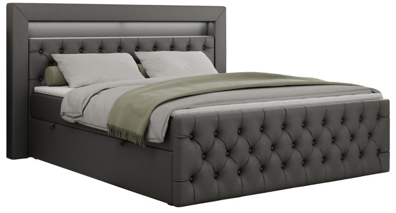 Łóżko kontynentalne MKS Meble GOLD 9 160x200 H3 Ciemnoszary ecoskóra 1szt.