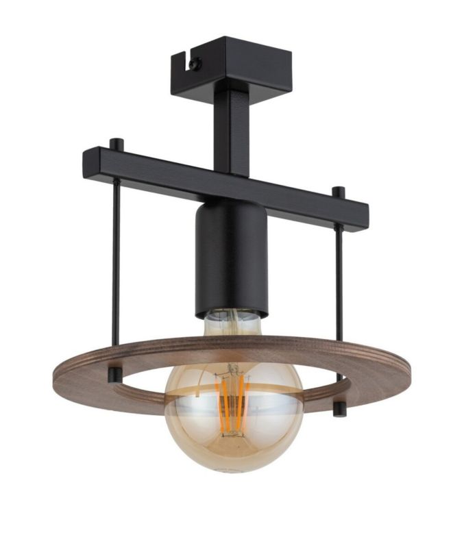 Lampa sufitowa wisząca Sigma Lighting Coffee 1710 czarna-ciemne drewno dekoracyjna 1xE27 x 1 szt.