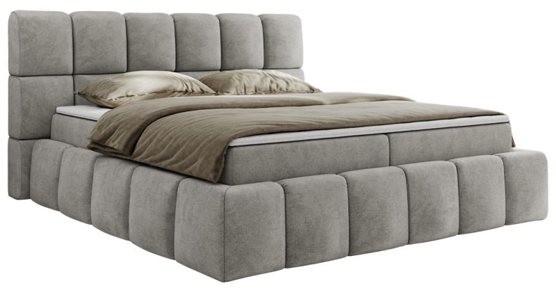 Łóżko kontynentalne MKS Meble NIRA 160x200 H4 jasnoszary struktura 1szt.