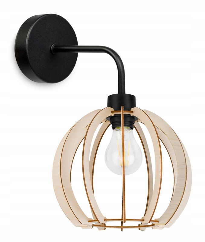 Lampa ścienna kinkiet Light Home LH Timber 1x E27 60W wiszący kula pionowa czarny 1szt.