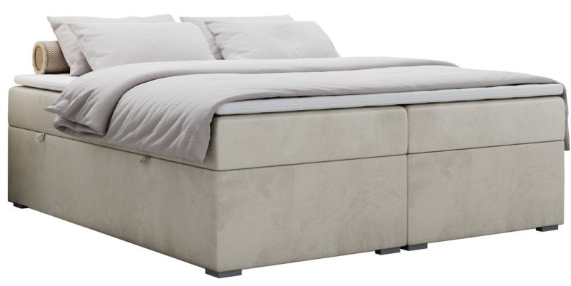 Łóżko kontynentalne MKS Meble BESS 140x200 H3 beżowy welwet 1szt.