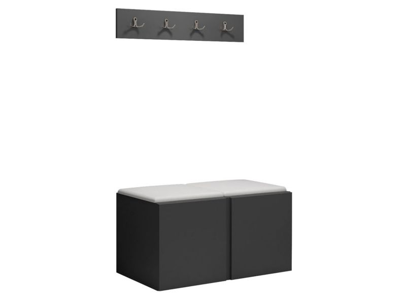 Garderoba MIRJAN 24 Orion VI grafit + biała ekoskóra 1 kpl.