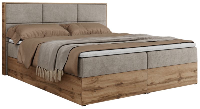 Łóżko kontynentalne MKS Meble ALBERO 2 200x200 H4 Beżowy struktura 1szt.