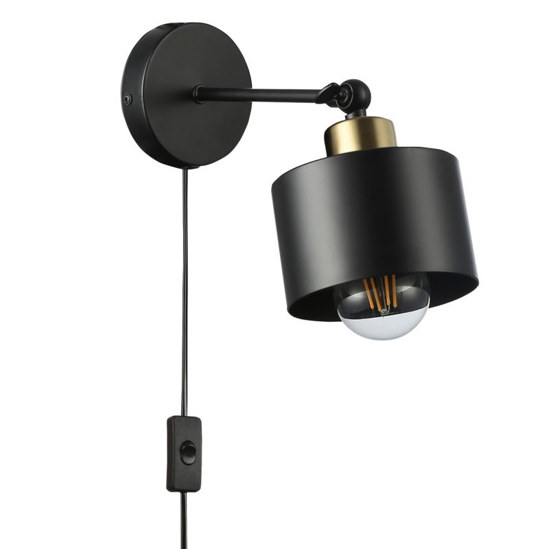 Kinkiet ścienny E27 LED MasterLED Elza fi 12cm IP20 z wtyczką czarny miedziany ruchomy lampa1 szt.