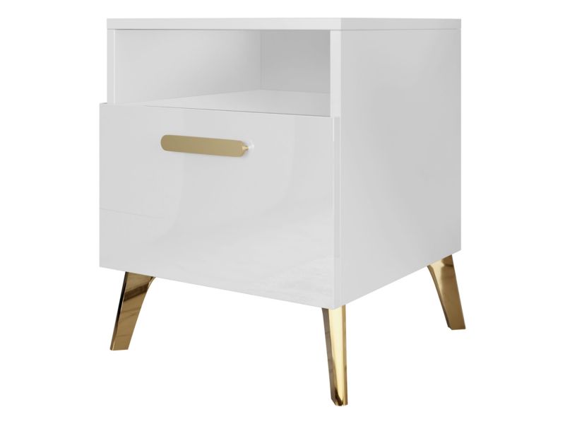 Szafka nocna MIRJAN 24 Picru 1SZ biały/złoty 1 szt.