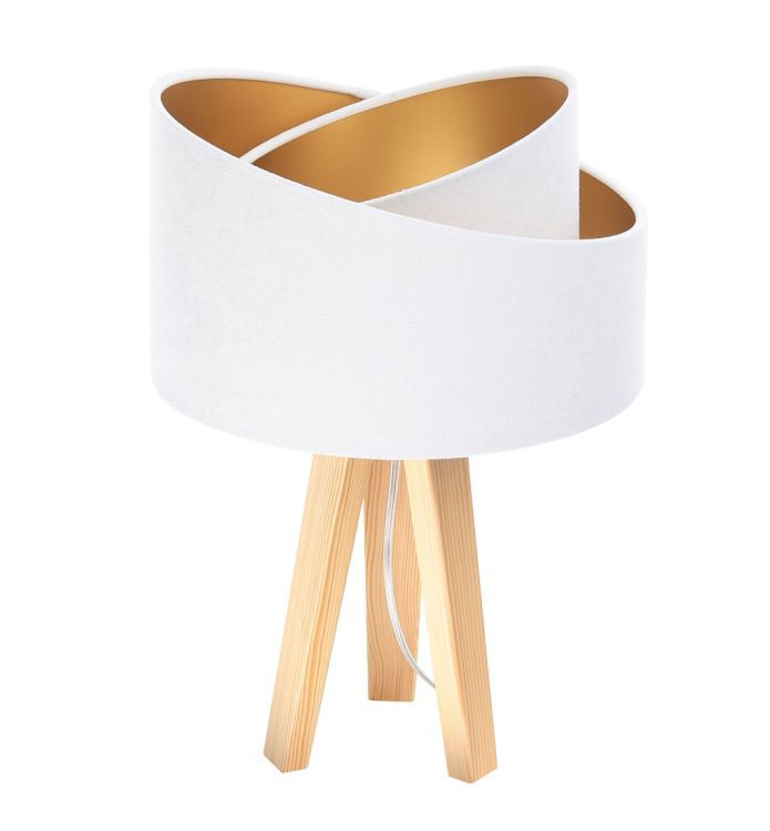 Lampa Bps Koncept stołowa GEMSTONE biała/złota/sosna 1 szt