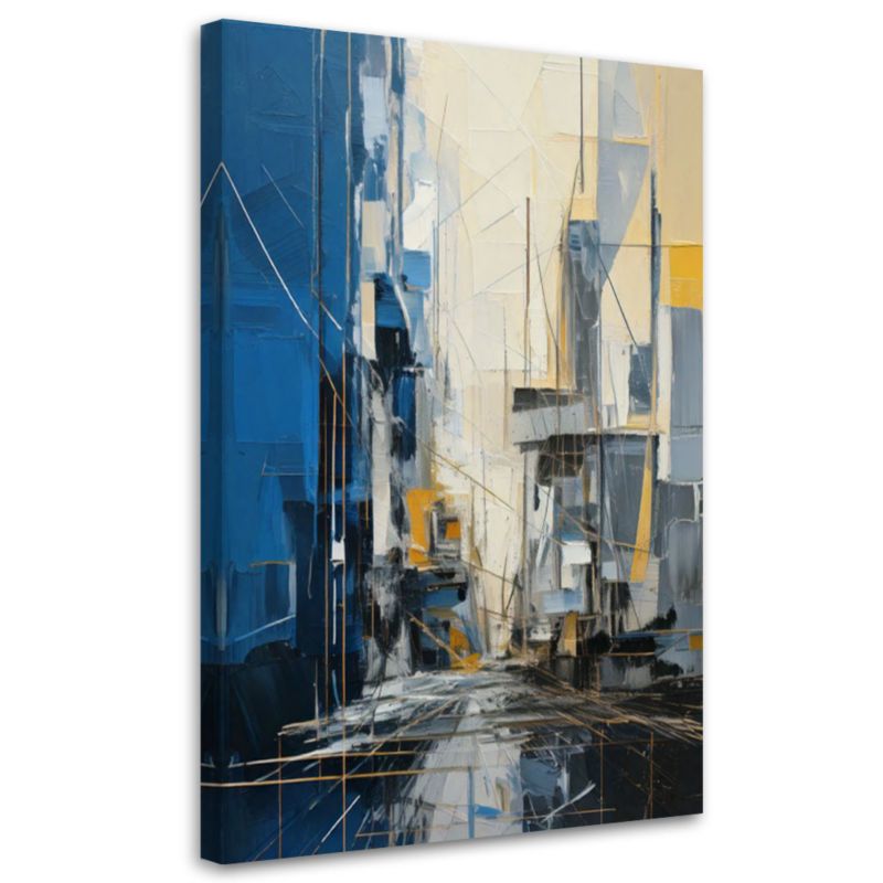 Obraz na płótnie Feeby Miasto Abstrakcja Niebieski 60x90cm 1szt