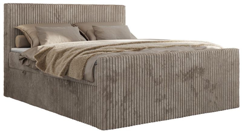 Łóżko kontynentalne MKS Meble TILIANO DUO 160x200 H3 jasnobrązowy sztruks 1szt.