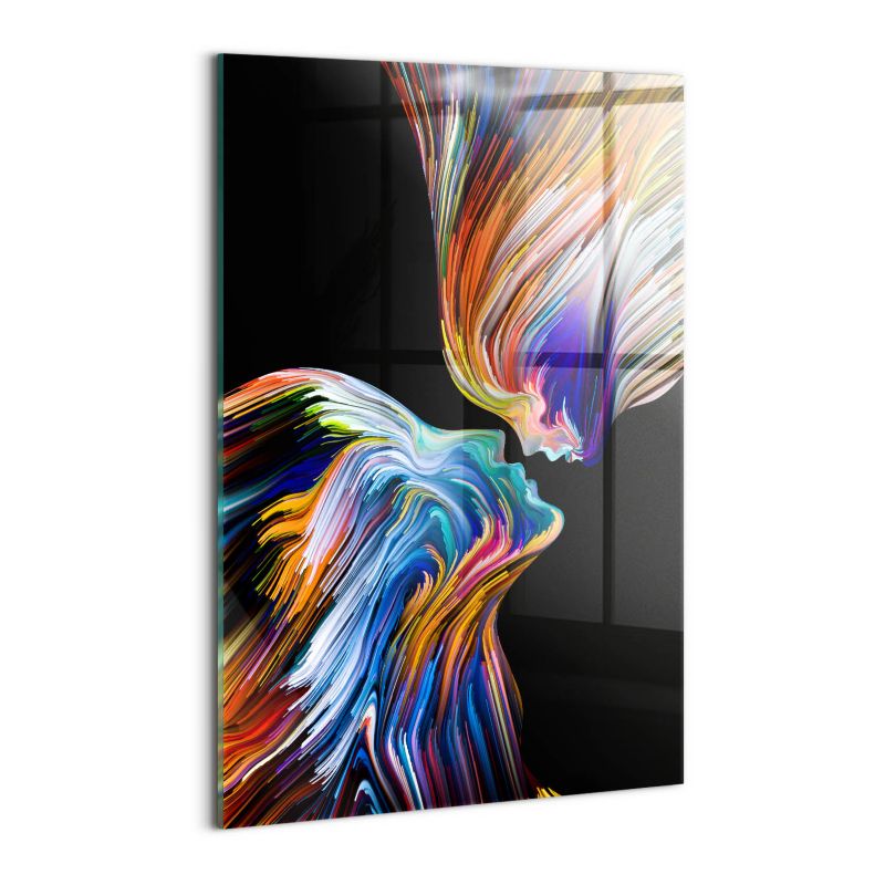 Obraz Szklany Wallfluent 40x60 cm Abstrakcja kolorowe ludzkie twarze 1 szt.