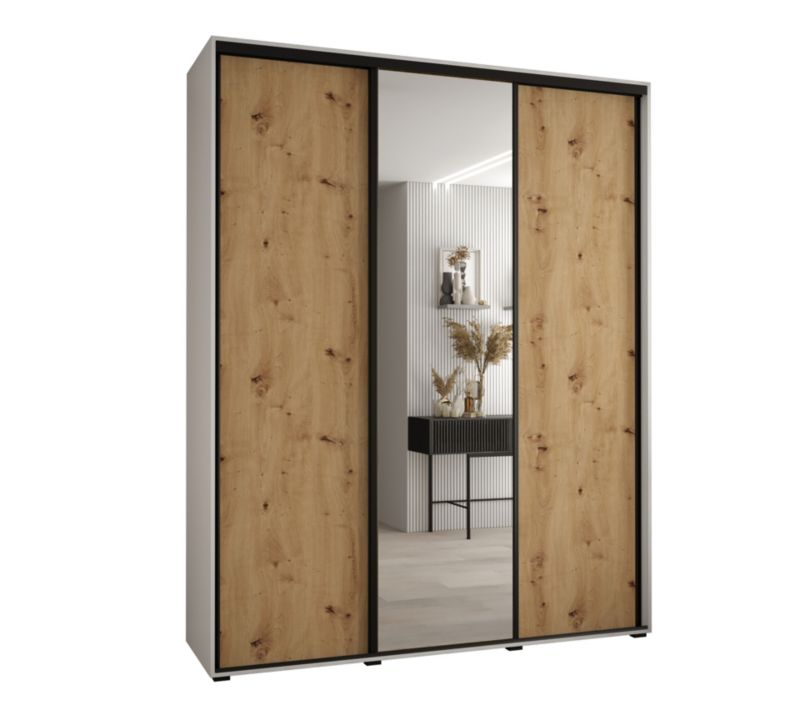 Szafa przesuwna Abiks DAVOS 3 wysoka szer.190cm gł.45cm biały/artisan/czarny 1szt.