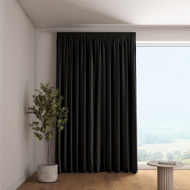 Zasłona na taśmie marszczącej 1 szt. 130 x 245 cm Dekoria głęboka czerń 1 szt.