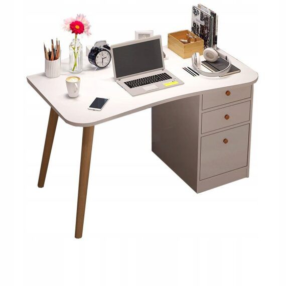 Biurko komputerowe białe skandynawskie z szufladami 100 cm 1 szt.