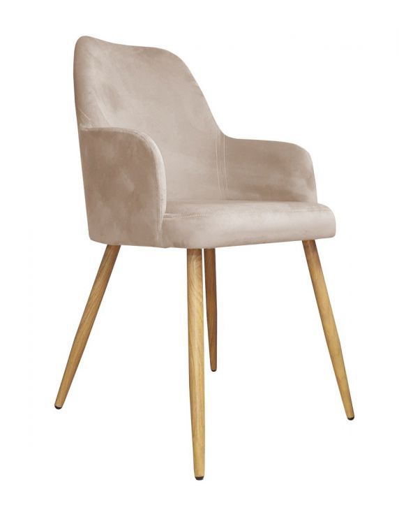 Krzesło WEZERA VELVET beżowe/dąb ATOS 1 szt.