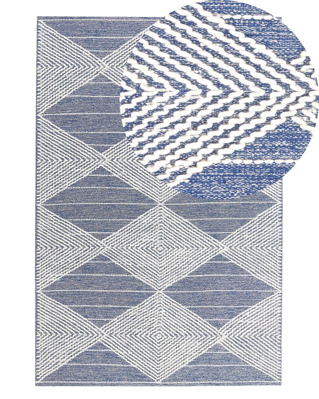 Dywan wełniany 140 x 200 cm beżowo-niebieski Datca 1 szt.