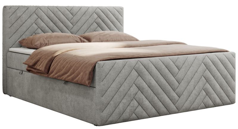 Łóżko kontynentalne MKS Meble PARIS DUO 160x200 H4 Jasnoszary struktura 1szt.