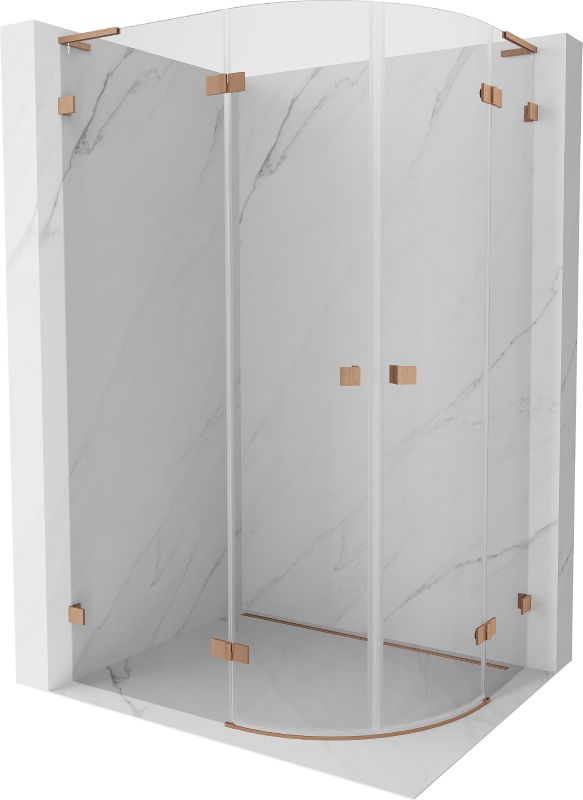 Kabina prysznicowa Mexen Lunar L półokrągła uchylna lewa 100 x 80 cm transparent miedź szczotkowana 1 szt.