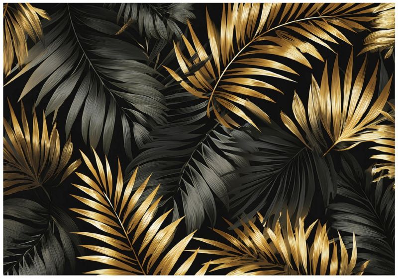 Fototapeta WALLARENA Do Sypialni Salonu Na Flizelinie Liście Glamour Abstrakcja Czarny 250x175 cm 16033VX5 1 szt.