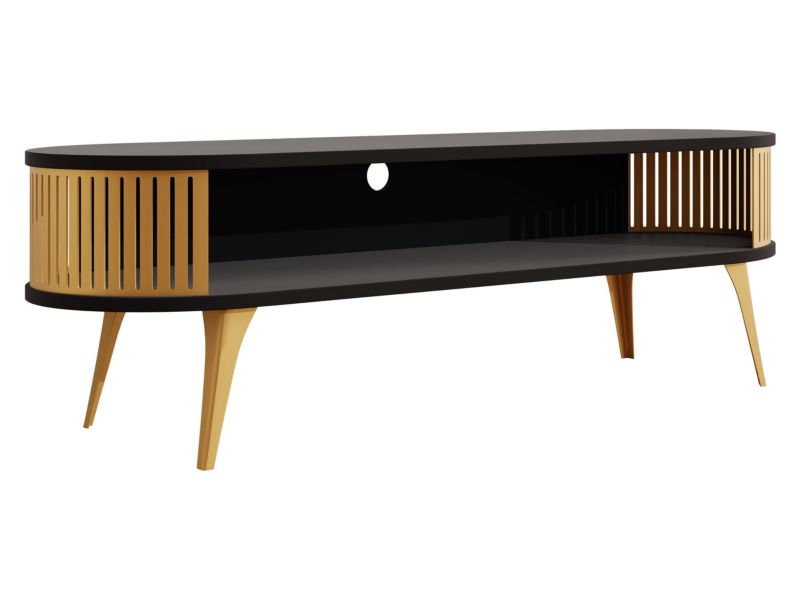 Szafka RTV MIRJAN 24 owalna Roenni Złoty złoty/czarny molet 1 szt.