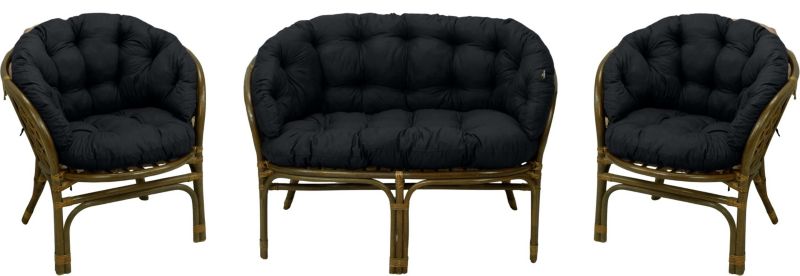 Poduszka na meble rattanowe wiklinowe AMPO zestaw czarny 1 szt.