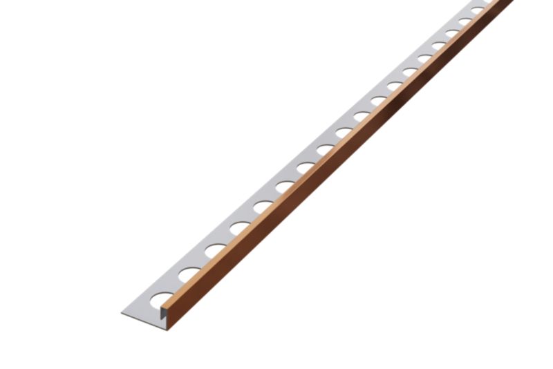 Profil licowy Js ozdobny Lambro miedziany matowy do płytek rektyfikowanych 1.2cm x 270cm 1 szt.