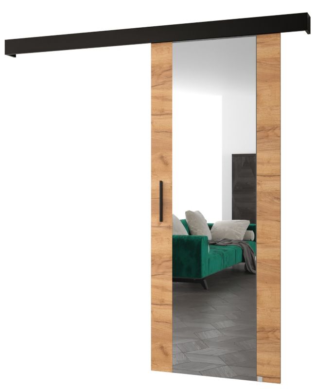 Drzwi przesuwne naścienne Abiks SALWADOR II 80 dąb craft + czarny mat + czarny 1 szt.