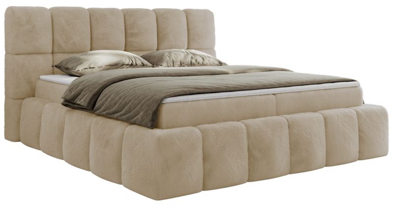 Łóżko kontynentalne MKS Meble NIRA 140x200 H3 kremowy plusz 1szt.