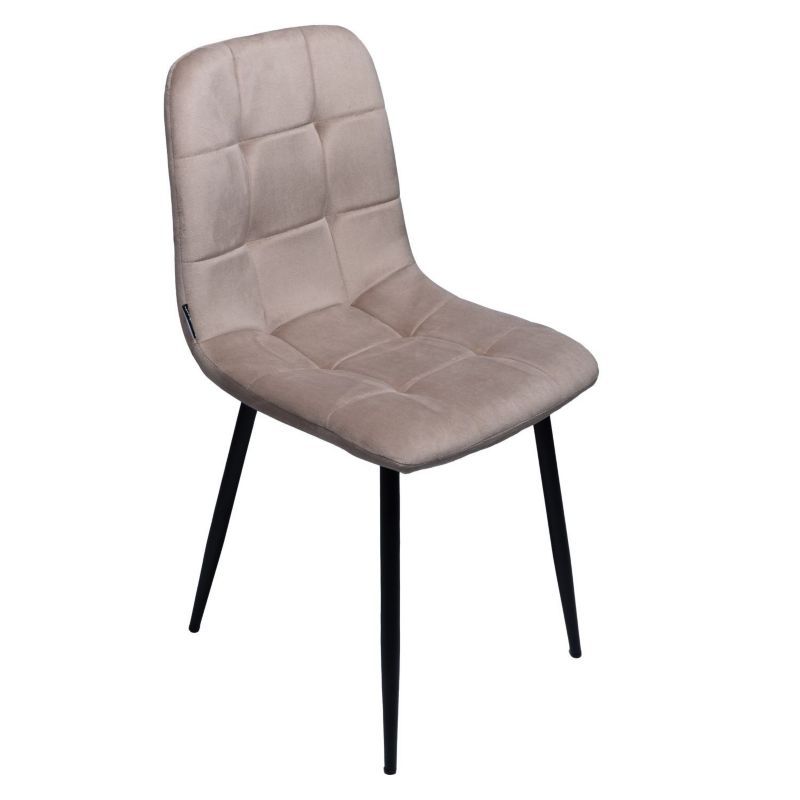 Krzesło tapicerowane Bauerkraft welurowe do salonu jadalni velvet loft beżowy 1szt