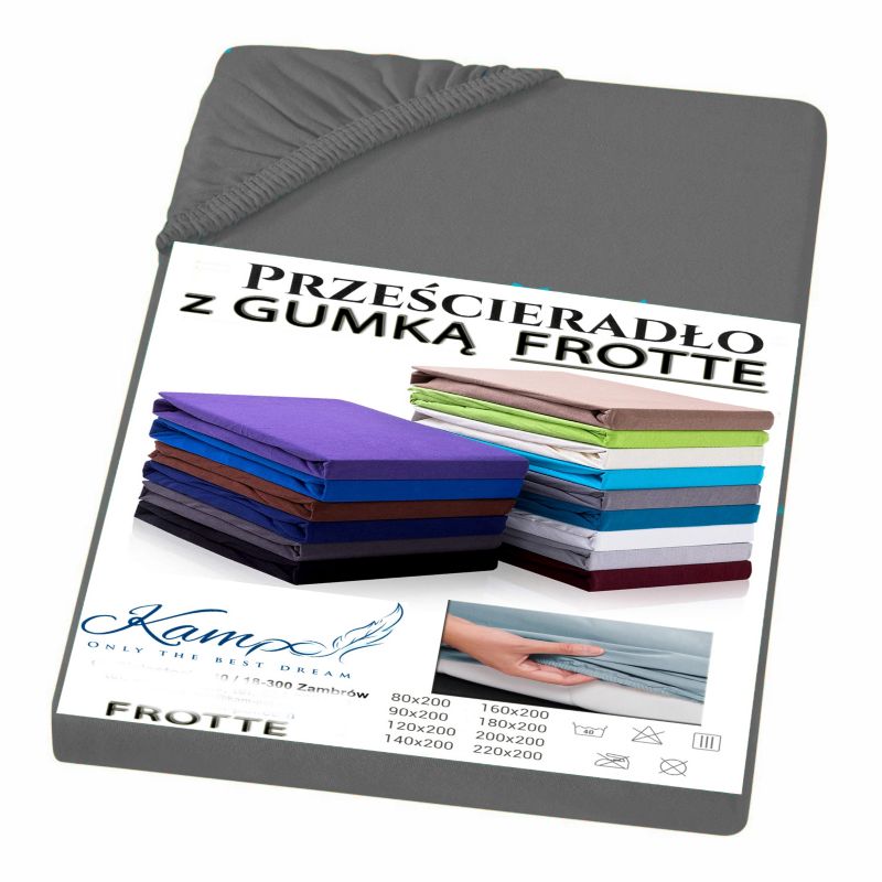 Prześcieradło z gumką frotta szary ciemny 160x220 1 szt.