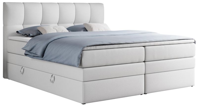 Łóżko kontynentalne MKS Meble ALVIN KING 140x200 H4 Biały ecoskóra 1szt.