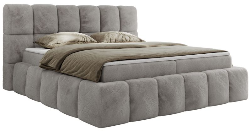 Łóżko kontynentalne MKS Meble NIRA 120x200 H3 jasnoszary plusz 1szt.