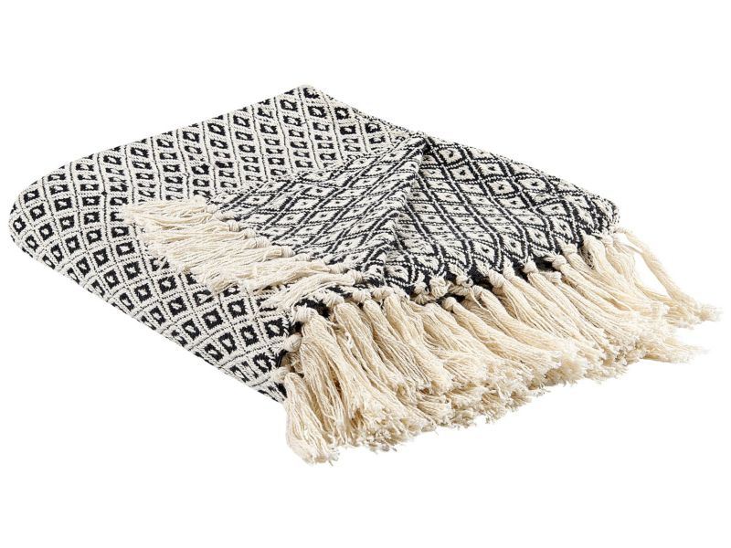 Koc Chyama Bawełna 125 x 150 cm Czarno-biały 1 szt.