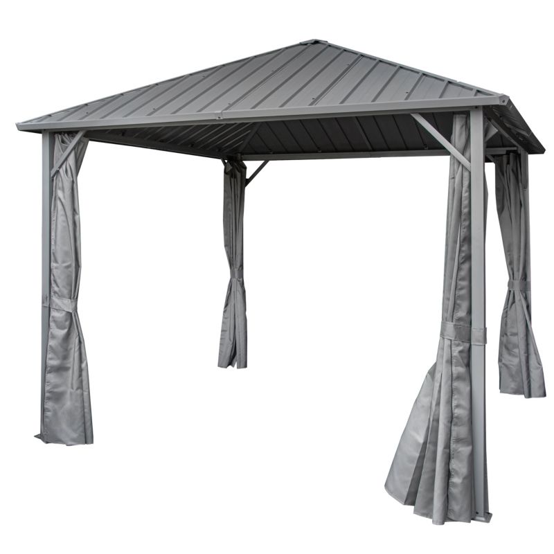 Altana ogrodowa z zestawem ścian bocznych 4iQ Group 3x3m metalowa zasłony zestaw 1szt.
