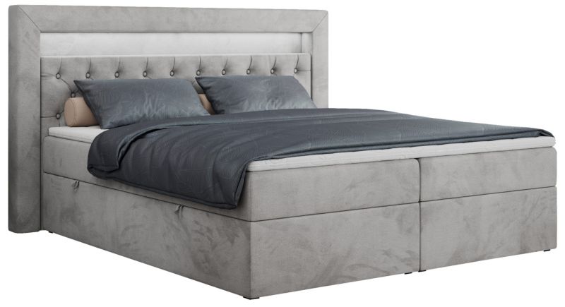 Łóżko kontynentalne MKS Meble GOLD 6 140x200 H4 Jasnoszary welvet 1szt.