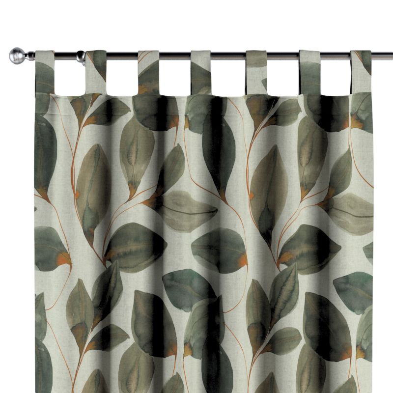 Zasłona na szelkach 1 szt. 130 x 245 cm Dekoria brązowo-pomarańczowe liście na szarym lnianym tle 1 szt.