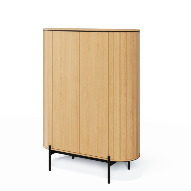 Wysoka komoda dwudrzwiowa TORRO z zaokrąglonymi bokami na czarnych nóżkach