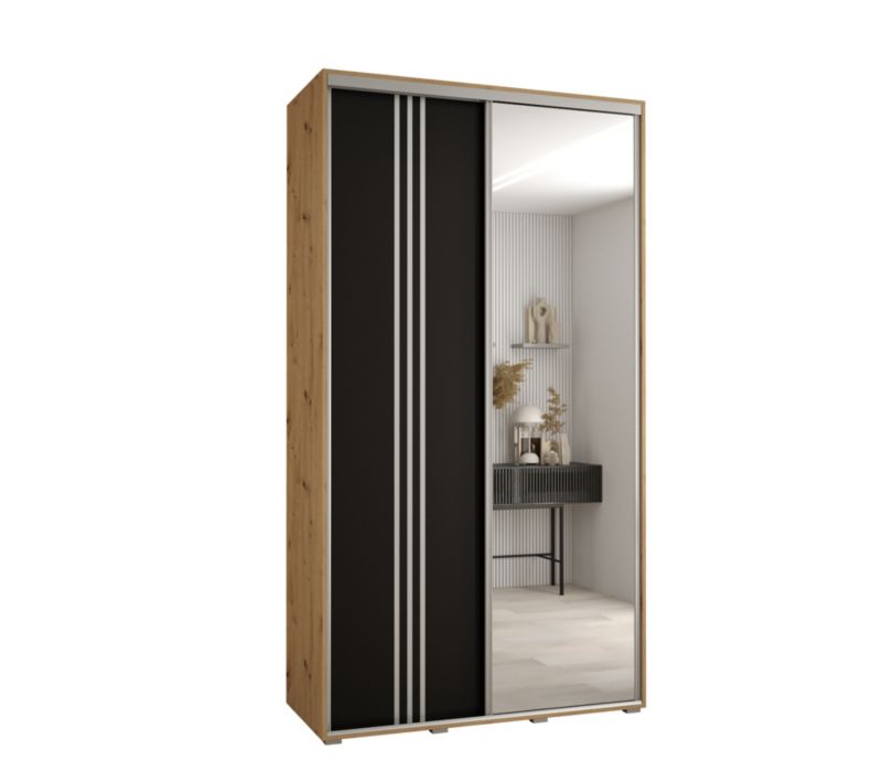 Szafa przesuwna Abiks DAVOS 7 wysoka szer.130cm gł.45cm artisan/czarny/srebrny 1szt.