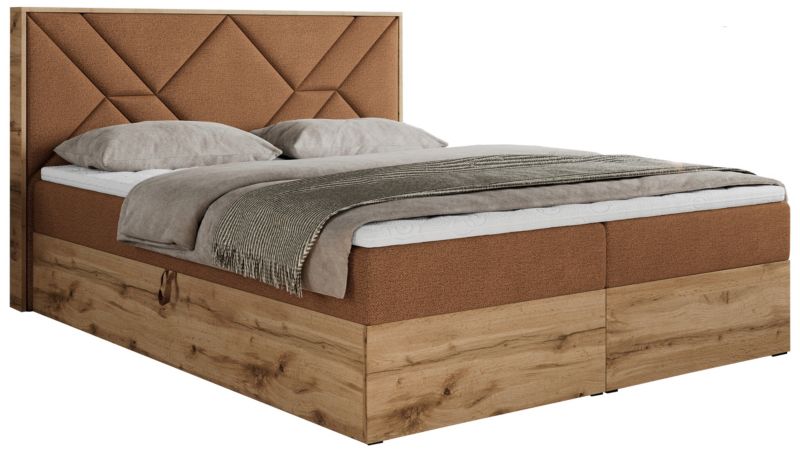 Łóżko kontynentalne MKS Meble GUNAR 120x200 H4 Pomarańczowy struktura 1szt