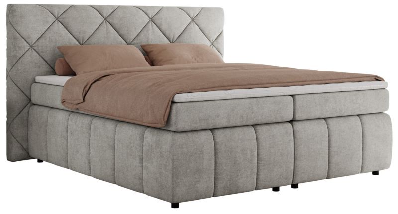 Łóżko kontynentalne MKS Meble RITA 140x200 H3 jasnoszary struktura 1szt.