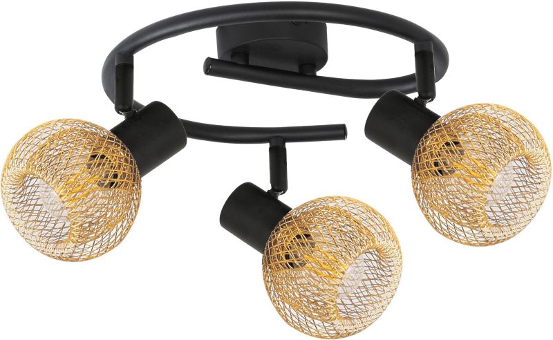Spot Loretto Spir 3-punktowy E14 czarno złota