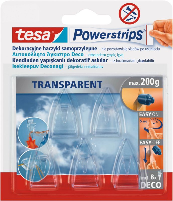 Haczyki samoprzylepne dekoracyjne Tesa transparentne