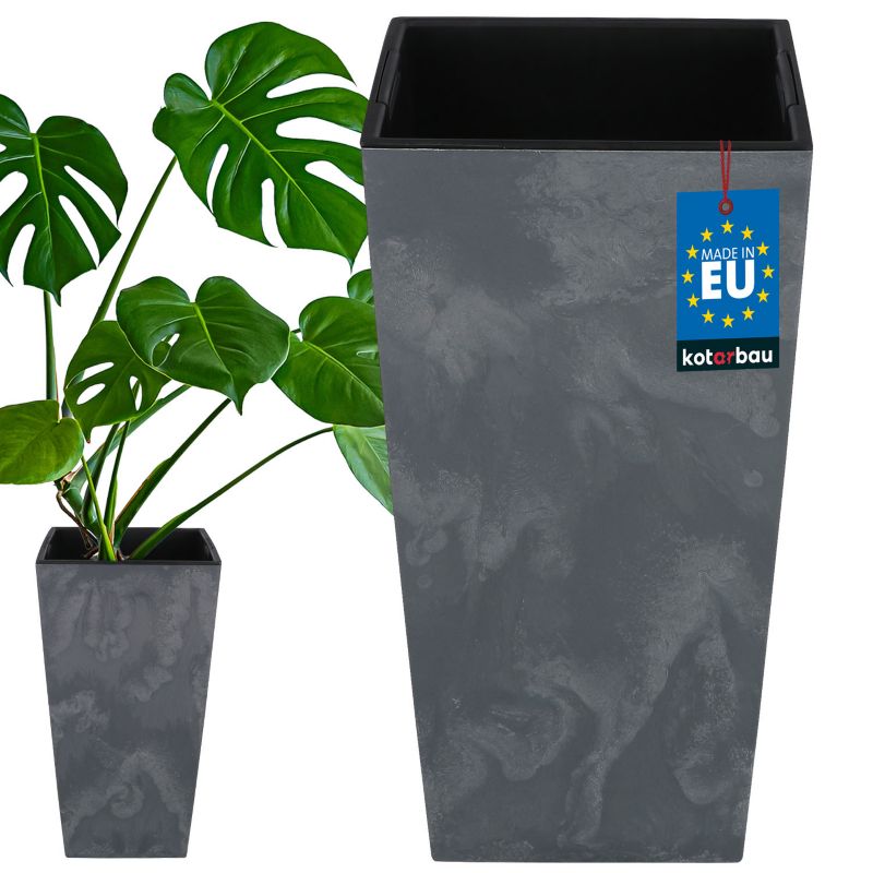 Doniczka z wkładem KOTARBAU 290x290x545 mm struktura betonu 1 szt.