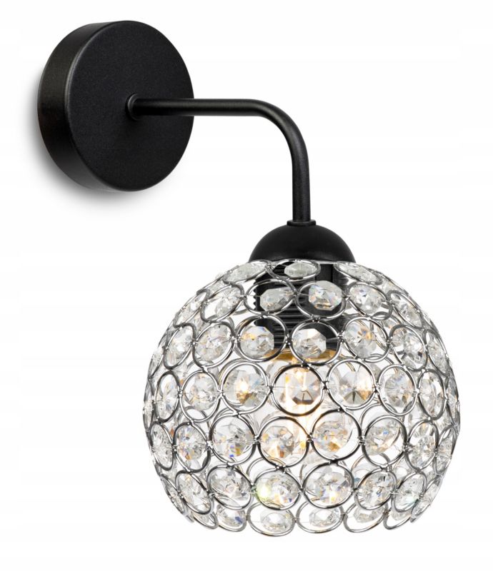 Lampa ścienna kinkiet Light Home LH Crystal 1x E27 60W czarny/srebrny 1szt.