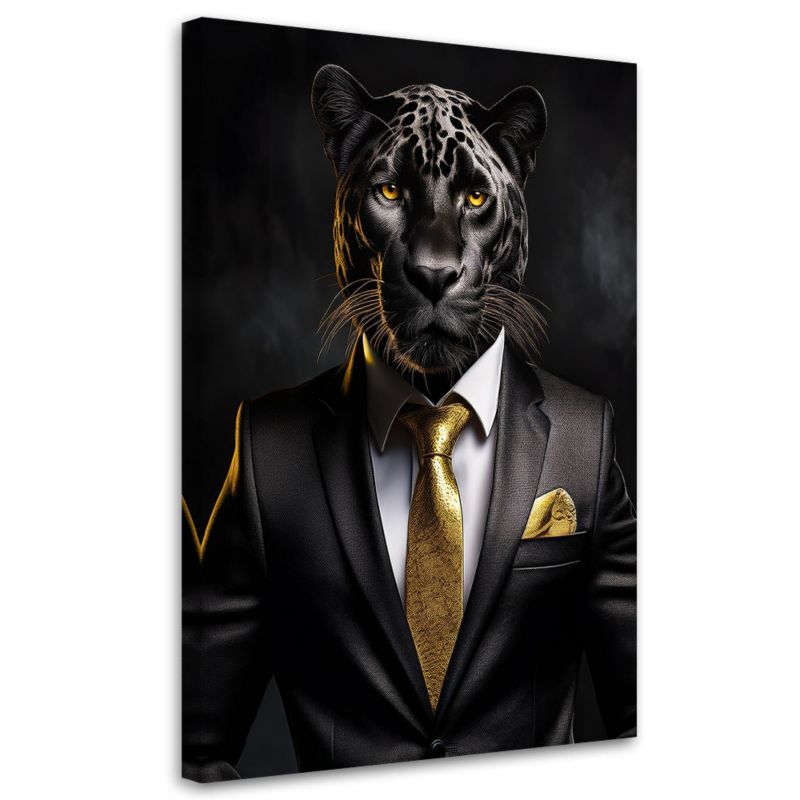 Obraz na płótnie Feeby Czarna Pantera w garniturze 60x90cm 1szt
