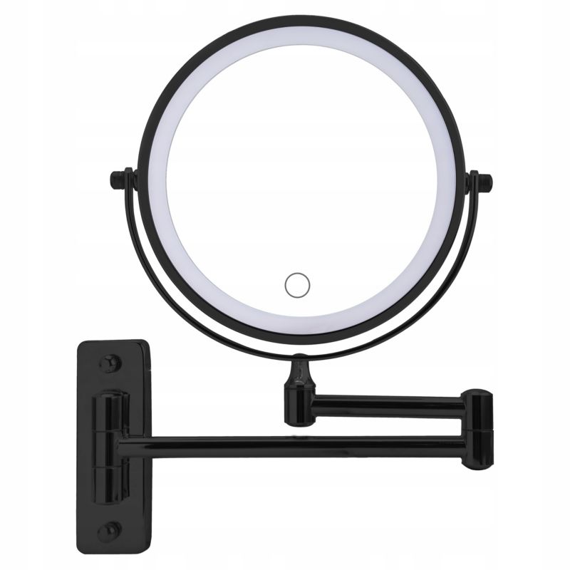 Lusterko kosmetyczne Sepio podświetlenie obrotowe czarne 1 szt.