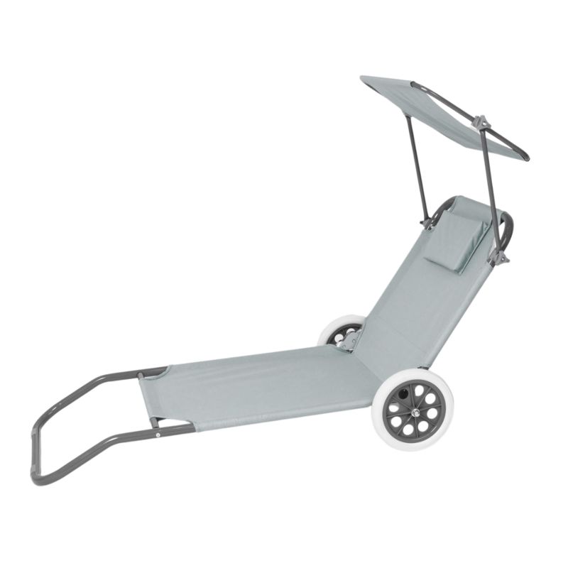 Leżak z daszkiem na kółkach Be-active.pl plażowy ogrodowy szary 1 szt.