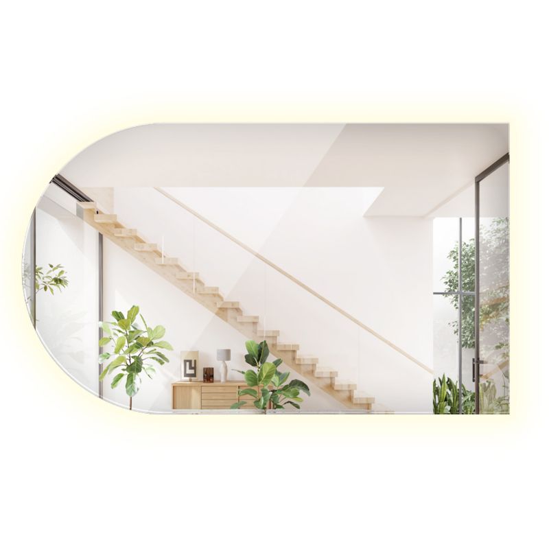 Lustro Owalne Ścięte LED ArtPrintCave 60 x 100 cm Wysokie Z Neutralnym Podświetleniem Do Holu 1 szt.